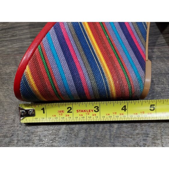 Nine West Red Lara Striped Wedge Slip on Sandals Sz 7.5 Beachcore - Picture 11 of 13